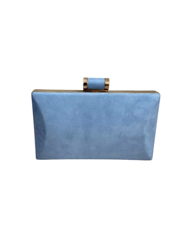 Light blue rectangular suede party handbag