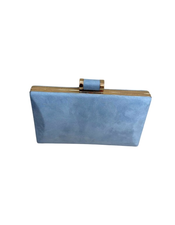 Light blue rectangular suede party handbag 2