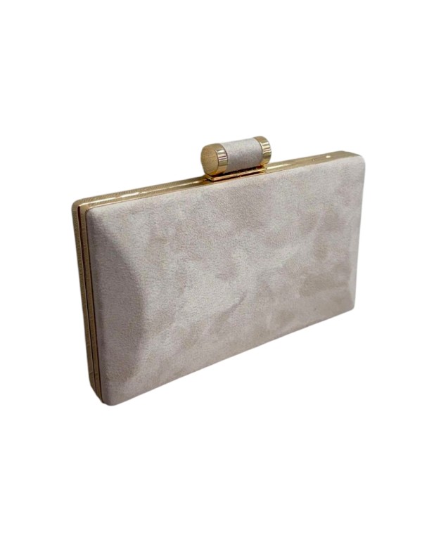 Nude rectangular suede party handbag 2