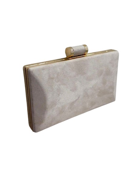 Nude rectangular suede party handbag