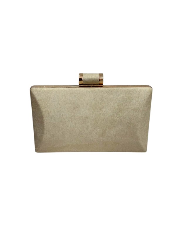 Beige beige rectangular suede party bag