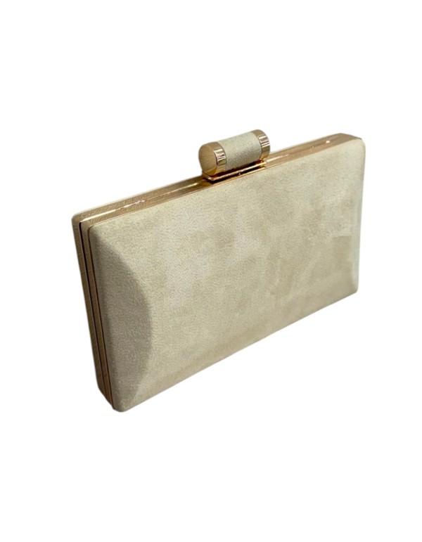 Beige beige rectangular suede party bag 2