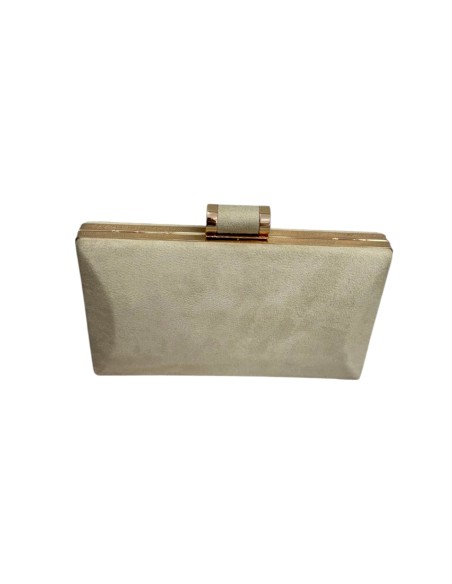 Bolso de fiesta beige de antelina rectangular para eventos