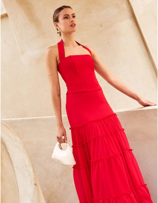 Red crepe party top 2