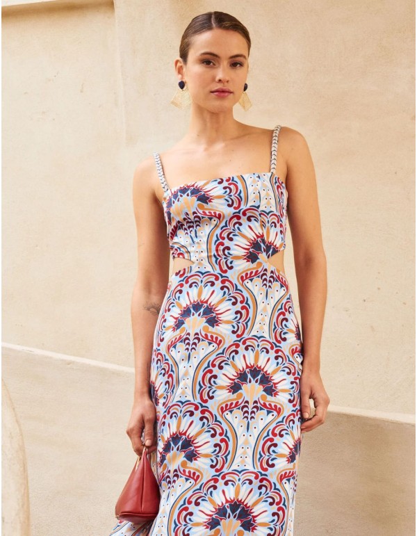 Robe longue à imprimé géométrique