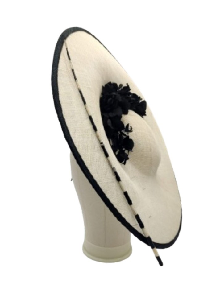 Headdress with sinamay base decorated with...