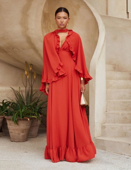 Vestido largo de invitada con tirante fino