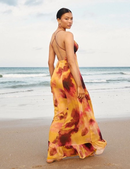 Vestido largo con estampado acuarelado