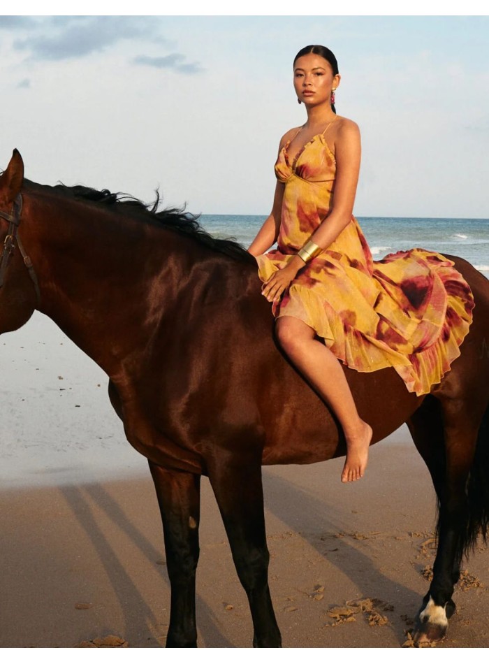 Vestido largo con estampado acuarelado