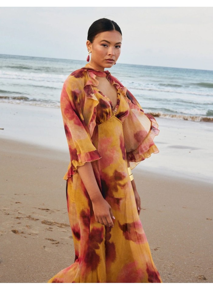 Long dress with watercolor print