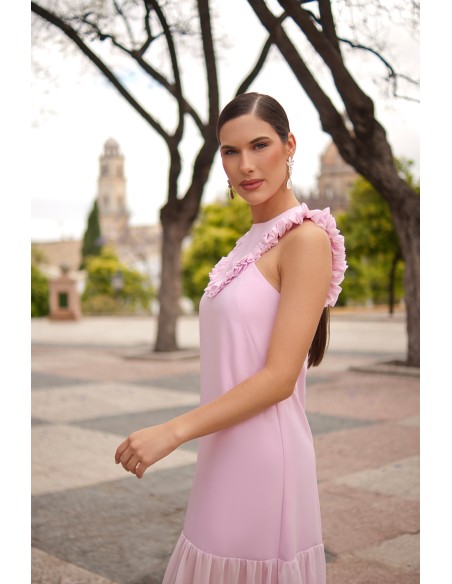 Vestido largo para invitada de gasa