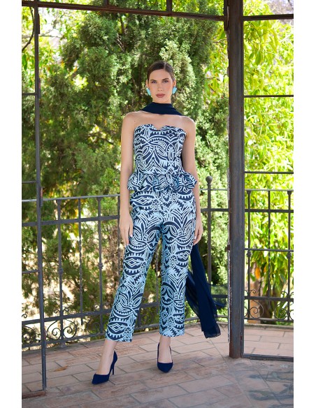 Top para invitada palabra de honor peplum azul