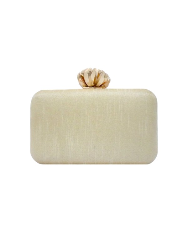 Metallic embroidered clutch bag with lotus clasp 2