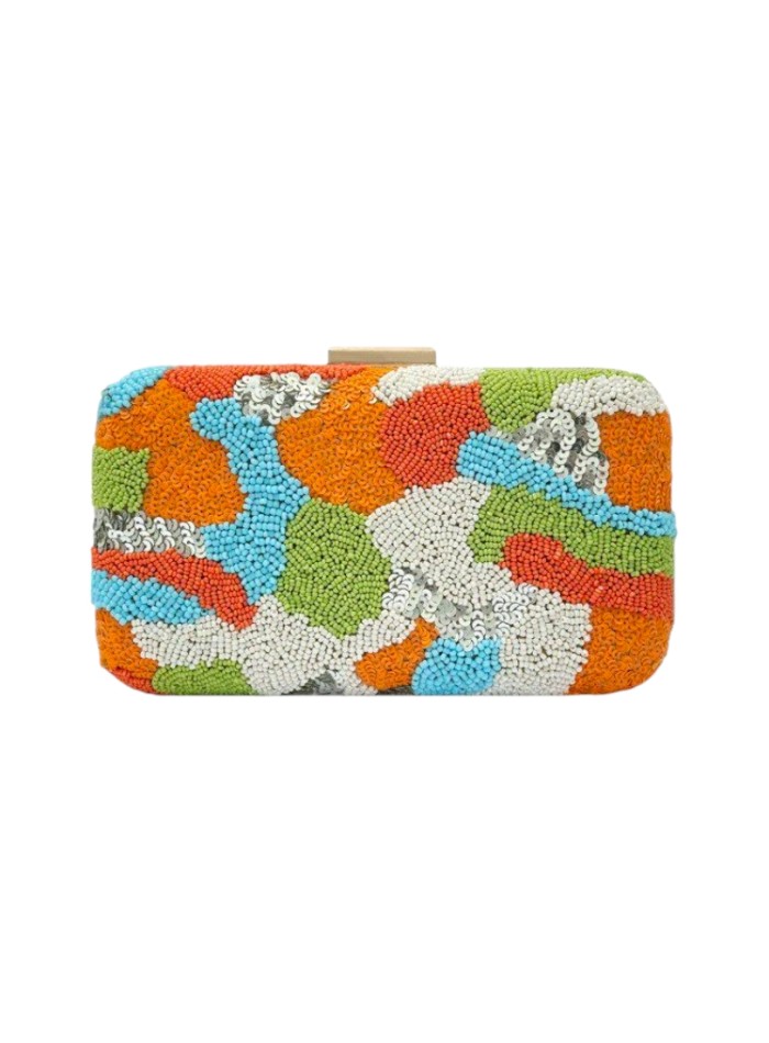 Pochette de fête multicolore brodée à la main