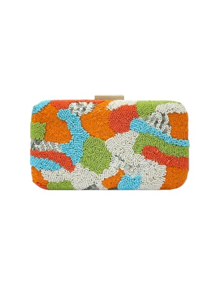 Clutch de fiesta bordado a mano multicolor