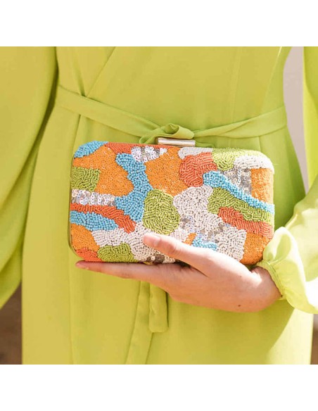 Pochette de fête multicolore brodée à la main