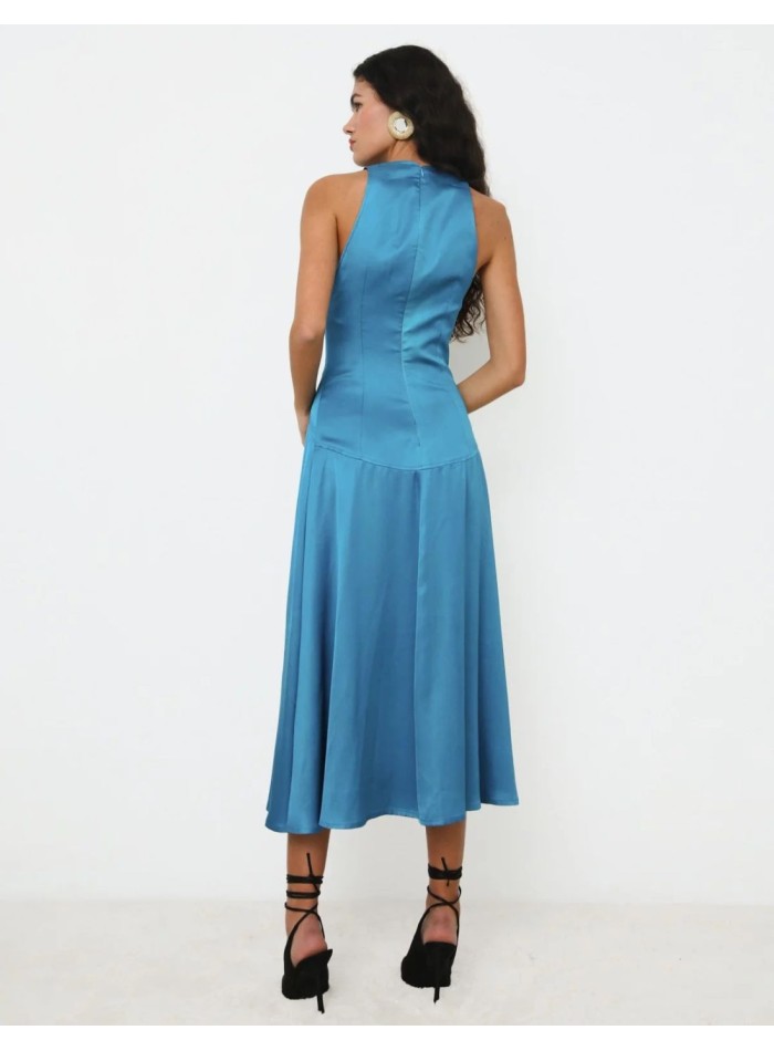 Robe de cocktail en satin avec encolure dos nu