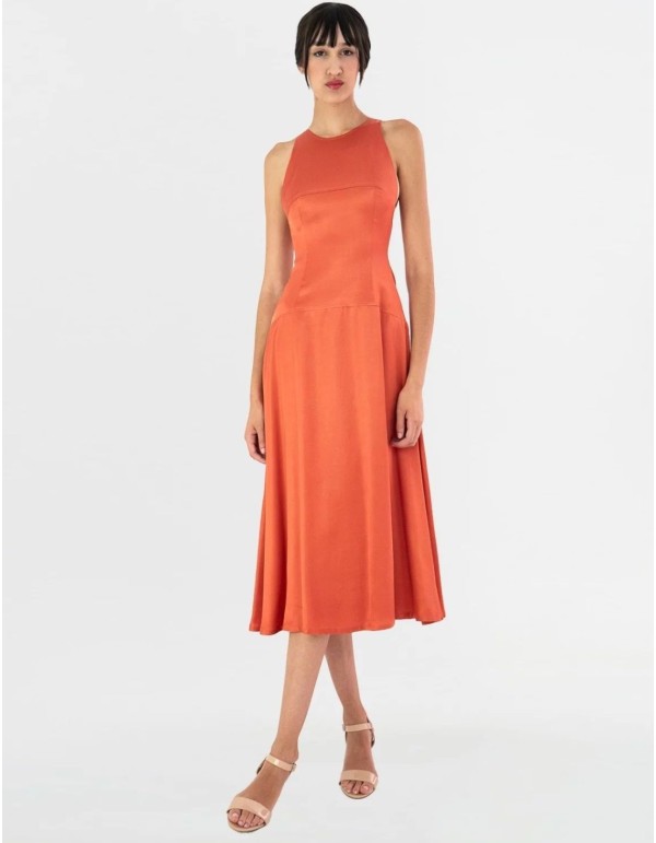 Cocktail dress with halter neckline and full skirt