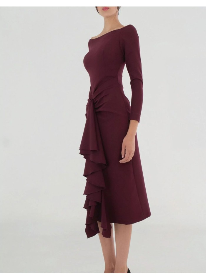 Garnet cocktail dress with long sleeves and...