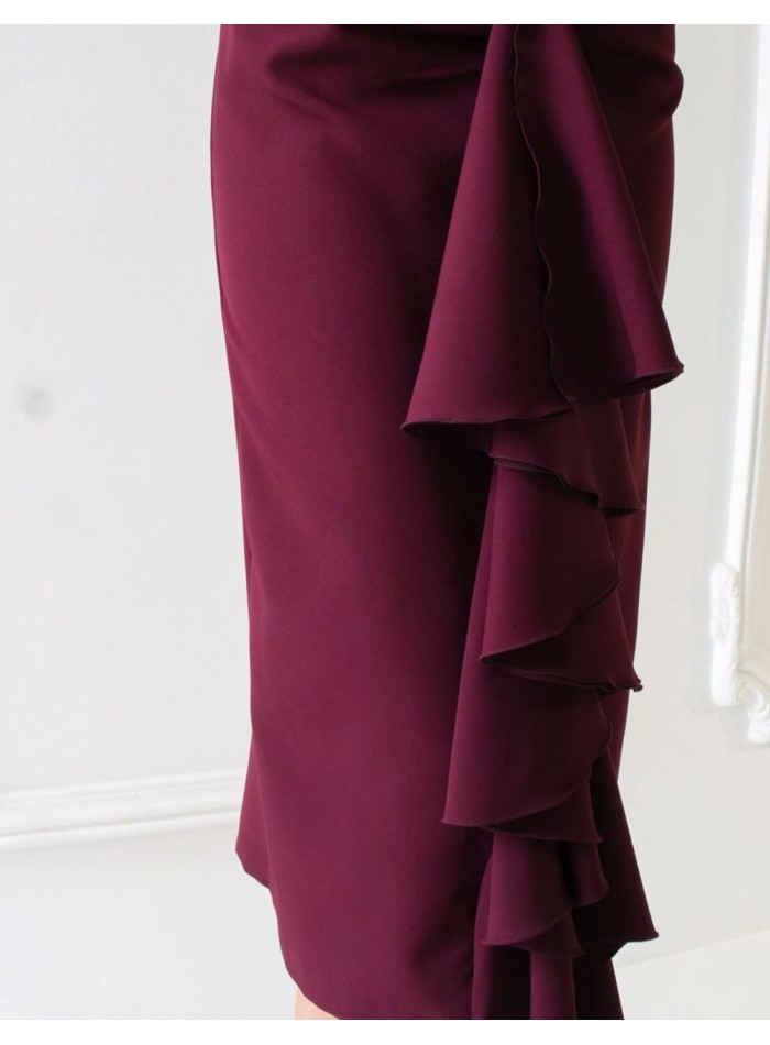 Garnet cocktail dress with long sleeves and...
