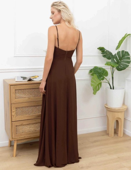 Robe de soirée longue avec jupe ample et fendue