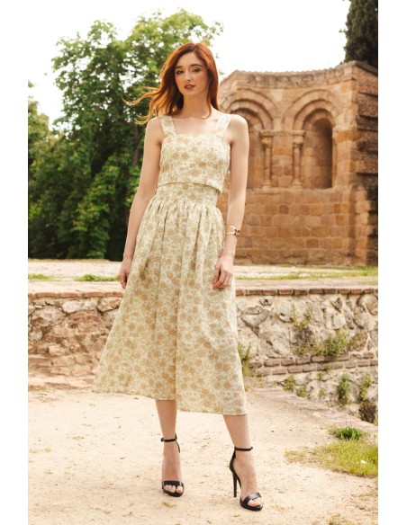 Falda midi estampada con vuelo