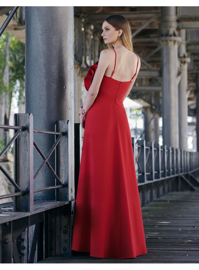 Long dress for guest with maxi flower bodice