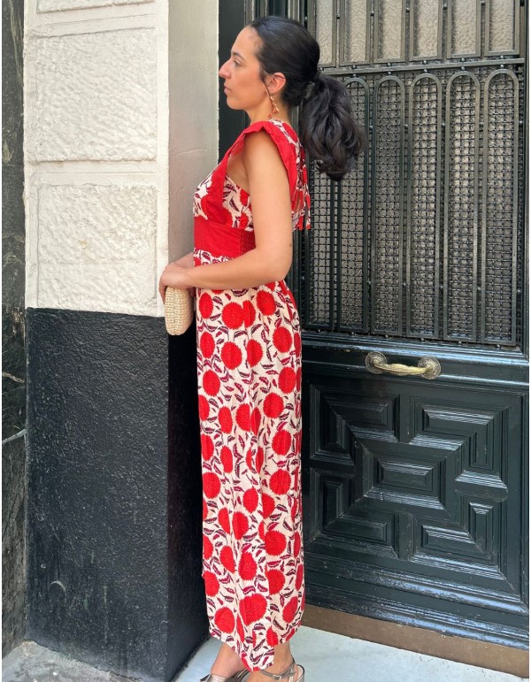 Robe midi imprimée avec encolure fermée et écharpe 2