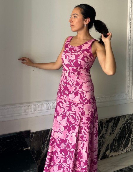 Ensemble top et jupe midi à large bande imprimée