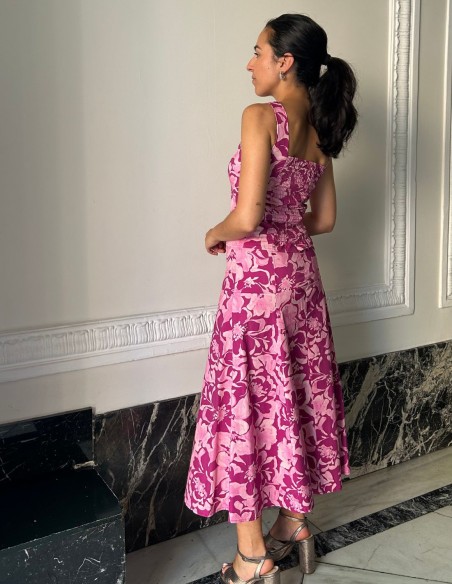 Ensemble top et jupe midi à large bande imprimée