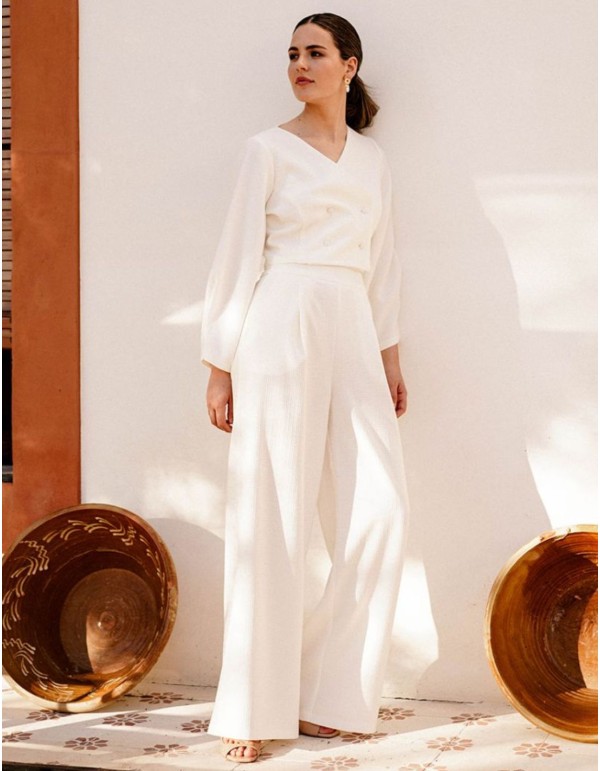 Pantalon long et large à taille haute