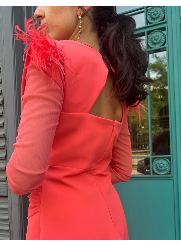 Midi dress for guest with draped detail and...