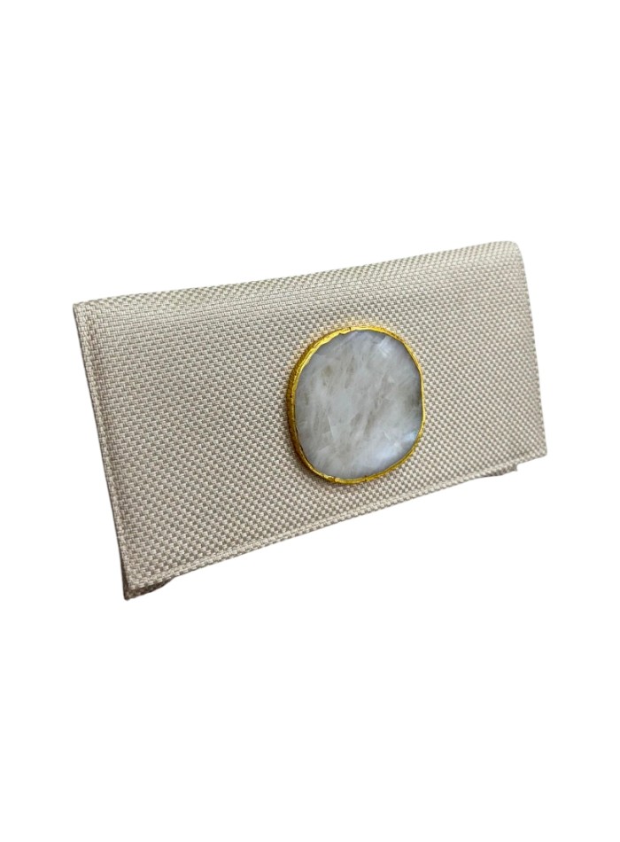 Portefeuille en jute brut avec pierre...