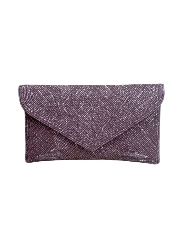 Rectangular party bag with mauve rhinestones