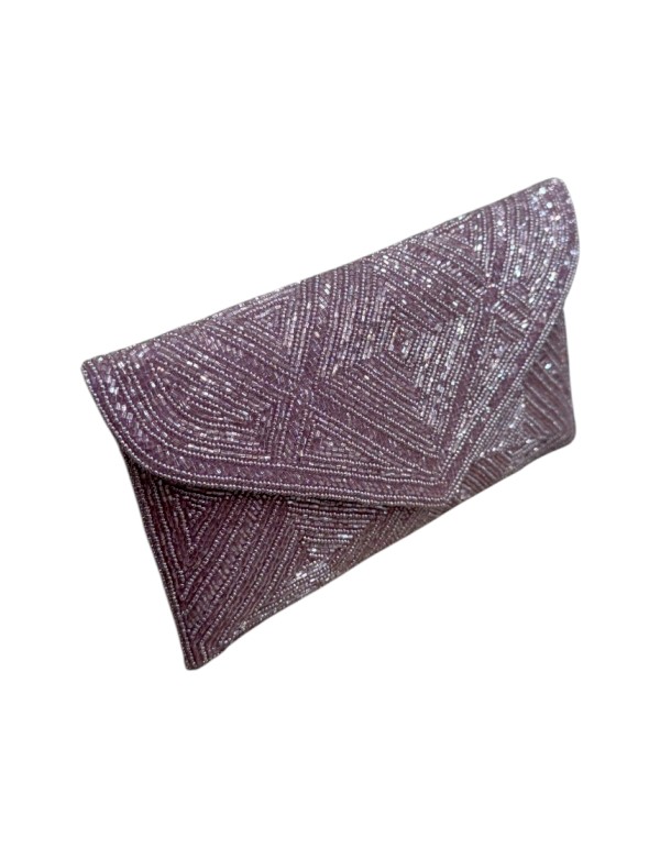 Bolso de fiesta rectangular con piedras en strass malva 2
