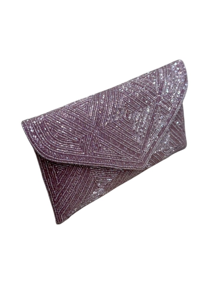 Sac de fête rectangulaire avec strass mauves