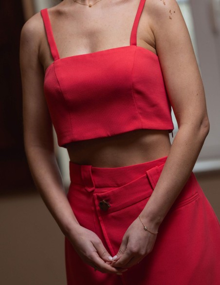 Conjunto de invitada de crop top con tirante fino y falda recta para fiesta