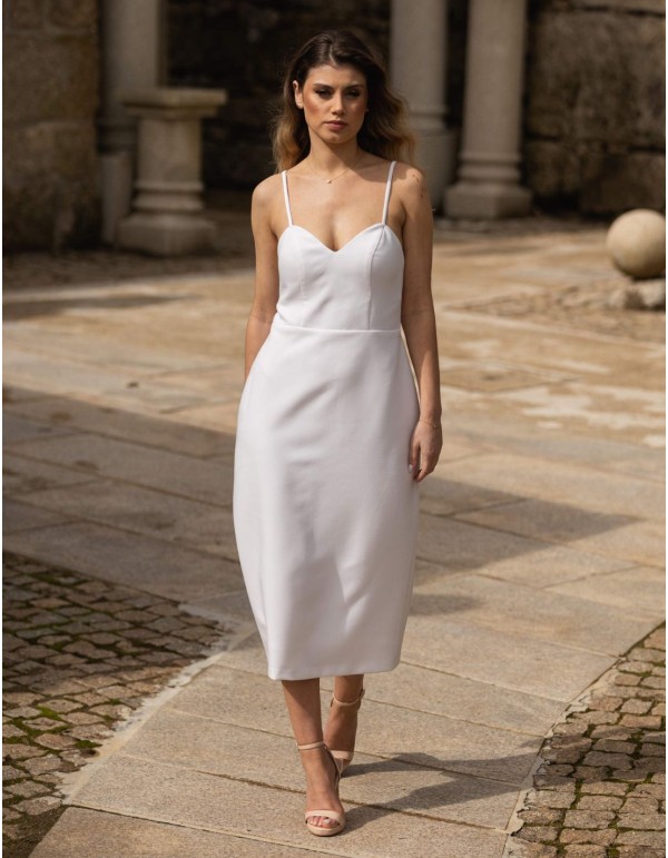 White midi dress with thin straps