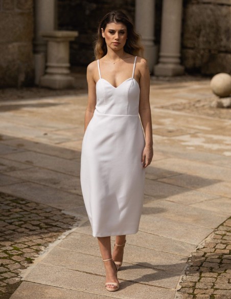 White midi dress with thin straps