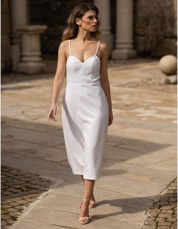 White midi dress with thin straps 2