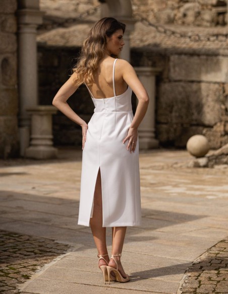 White midi dress with thin straps