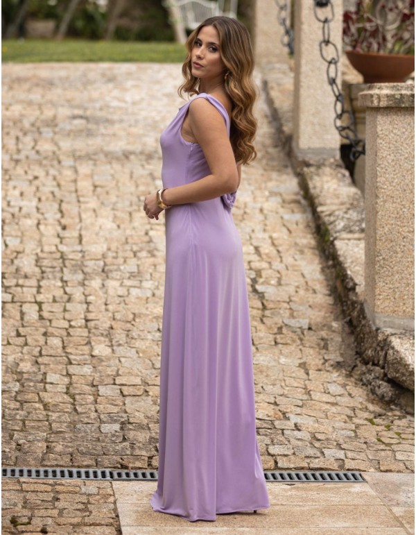 Vestido de fiesta largo lila con espalda descubierta 2