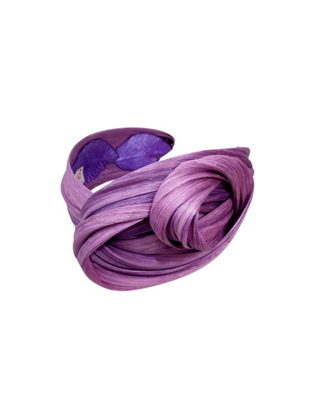 Violet party headband braided in silk
