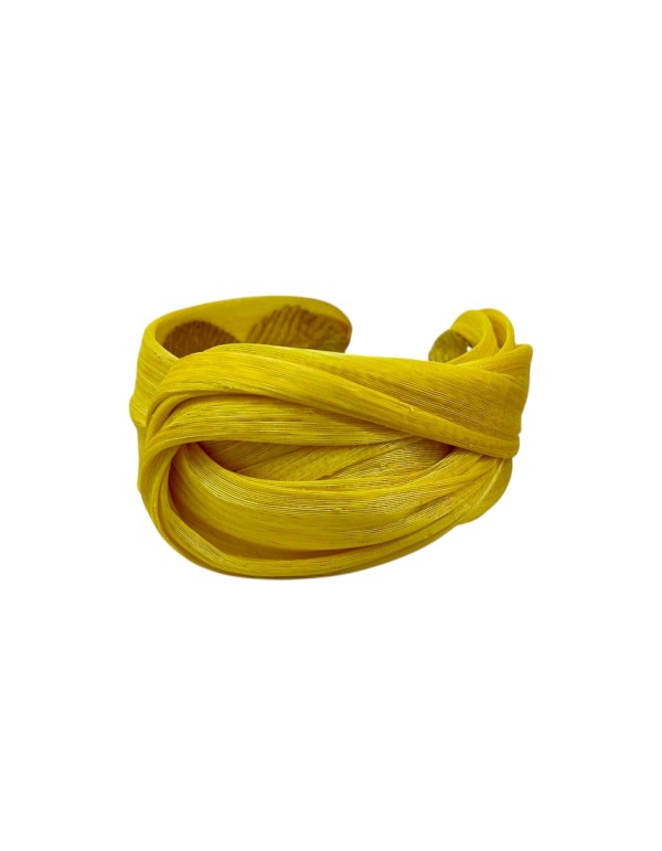 Bandeau d'invité en soie abaca tressée moutarde 2