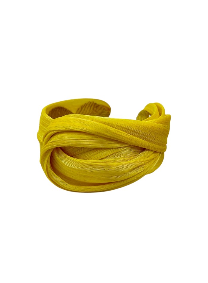 Mustard guest headband in braided silk abaca