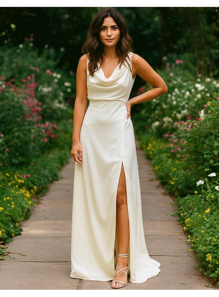 Vestido de fiesta largo satinado...