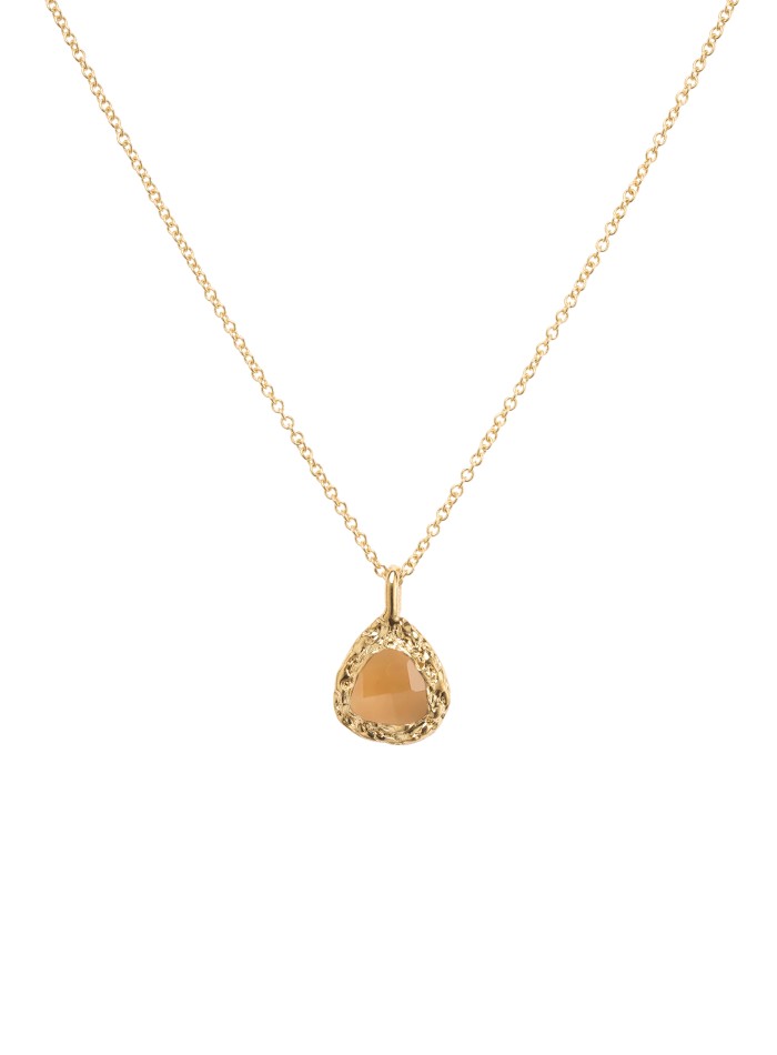 Long gold plated pendant with citrine stone