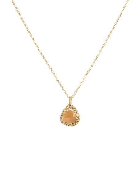 Long gold plated pendant with citrine stone