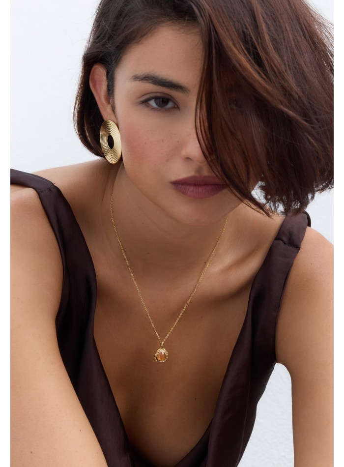 Long pendentif doré avec citrine