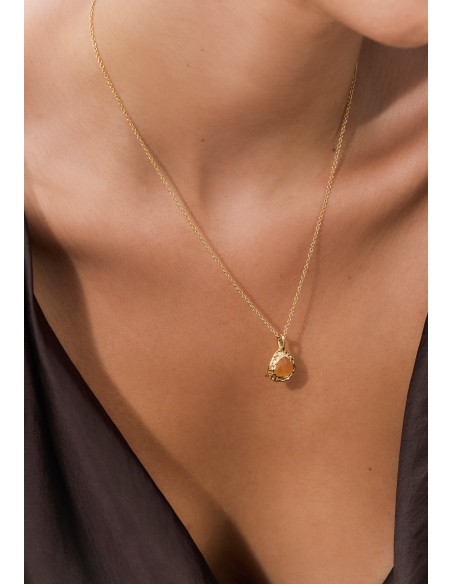 Colgante largo dorado con piedra de citrino